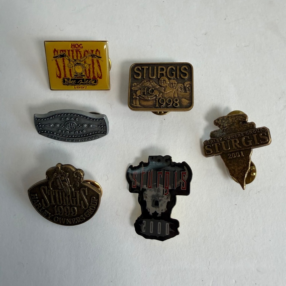 Vintage Harley Davidson HOG Sturgis Rally 6 Pin Lot 1997-2001 Biker Collector
